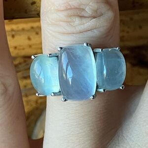 Genuine Aquamarine Sterling Silver Ring Size 6